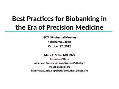 Best Practices for  Biobanking