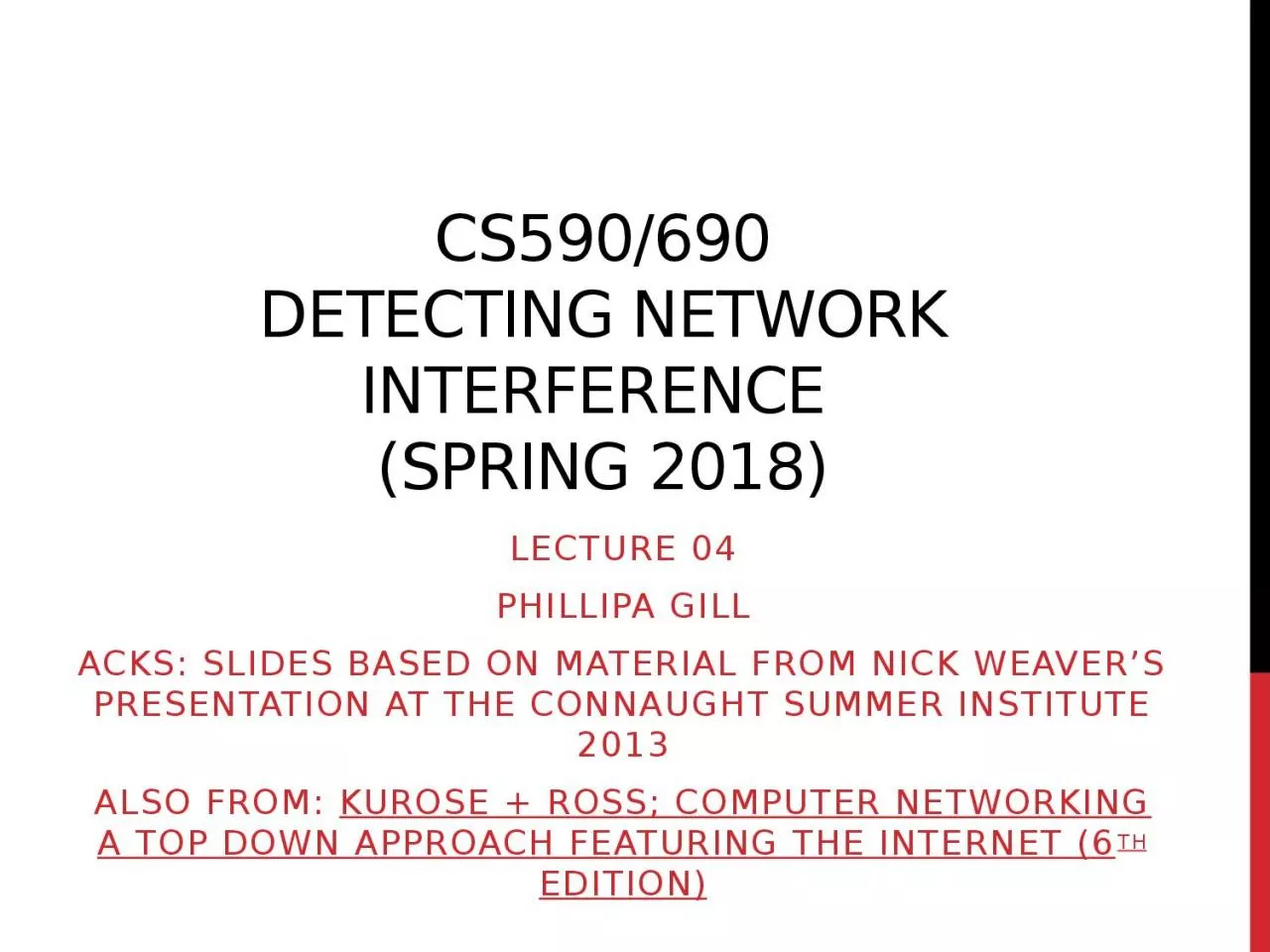 CS590/690 Detecting network interference