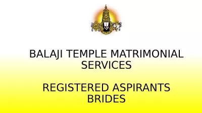 BALAJI TEMPLE MATRIMONIAL SERVICES