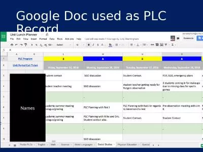 Google Doc used as PLC Record