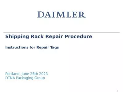 1 Shipping Rack Repair Procedure