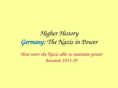 Higher History Germany: