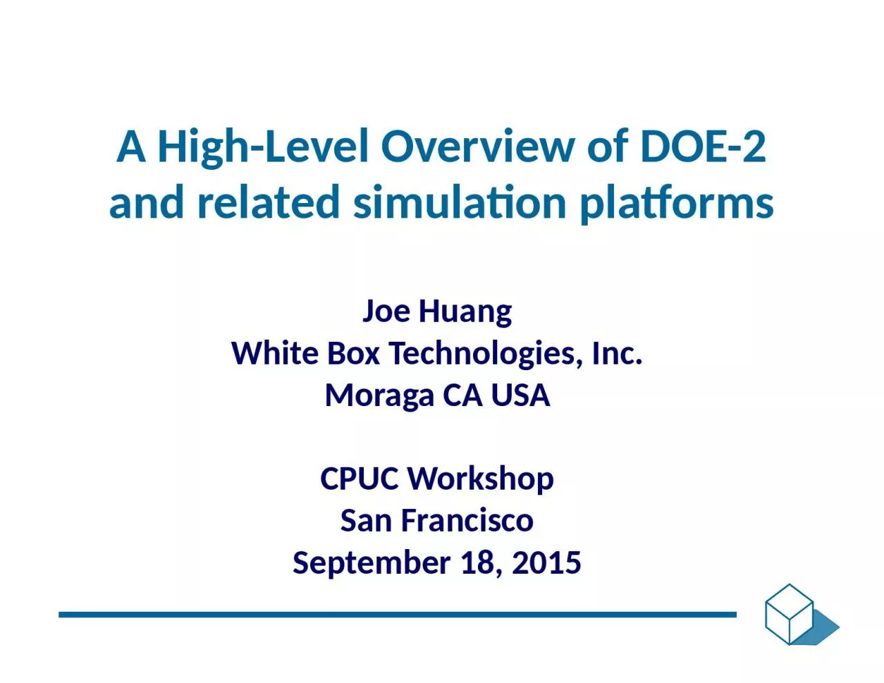 A High-Level Overview of DOE-2 and related simulation platforms