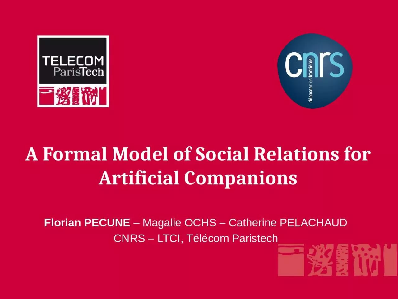 A Formal Model of Social Relations for Artificial