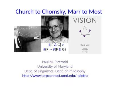 Church to Chomsky, Marr to Most