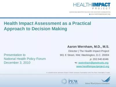 Health Impact Assessment as a Practical Approach to Decision Making