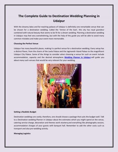 The Complete Guide to Destination Wedding Planning in Udaipur