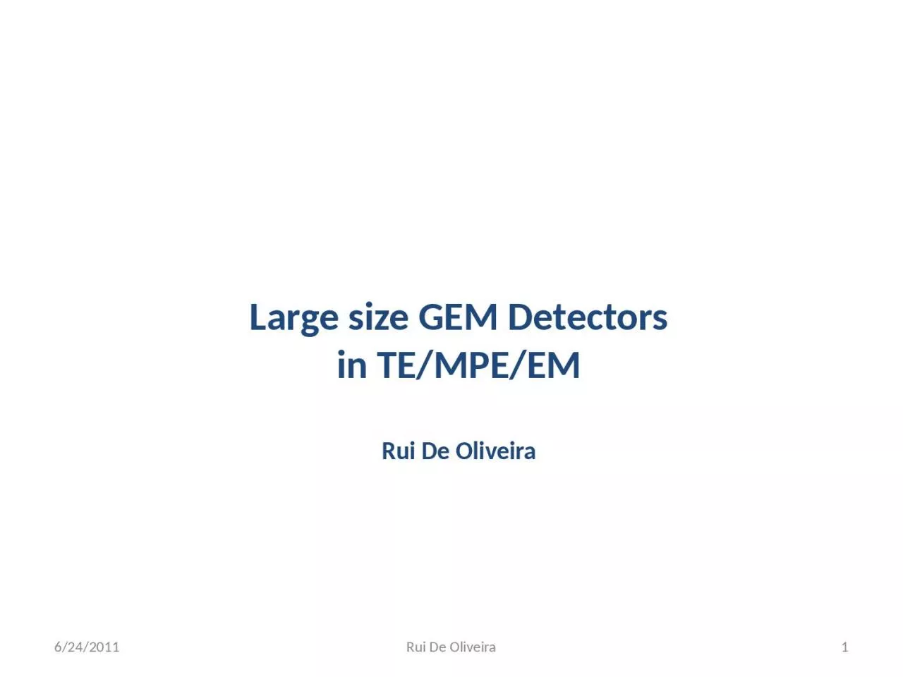 Large size GEM Detectors