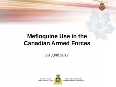 Mefloquine  Use in the Canadian Armed Forces