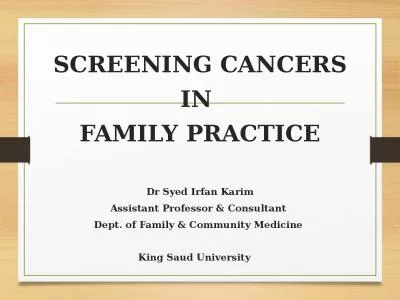 SCREENING  CANCERS IN  FAMILY
