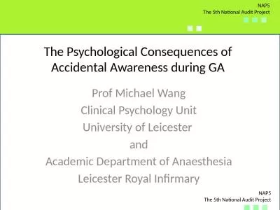 The Psychological Consequences of Accidental Awareness during GA