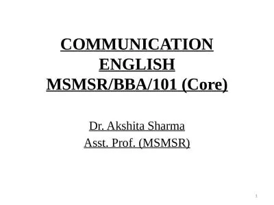 COMMUNICATION ENGLISH MSMSR/BBA/101 (Core)