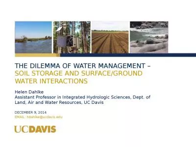 The Dilemma of Water Management –