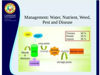 Management: Water, Nutrient, Weed, Pest and Disease