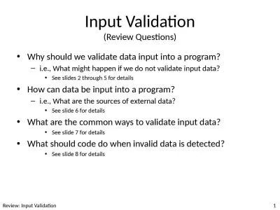Input Validation (Review Questions)