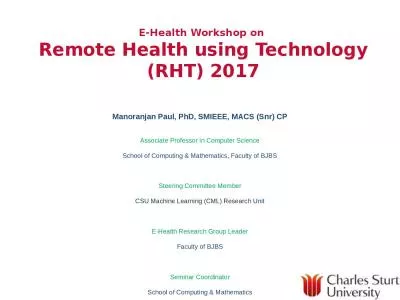 E-Health Workshop on  Remote Health using Technology (RHT) 2017