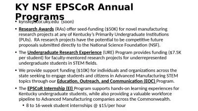 KY NSF  EPSCoR  Annual Programs