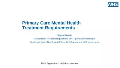 Primary Care Mental Health Treatment Requirements