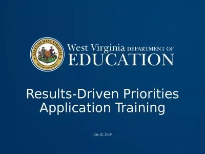 Results-Driven Priorities Application Training