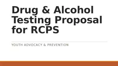 Drug & Alcohol Testing Proposal for RCPS