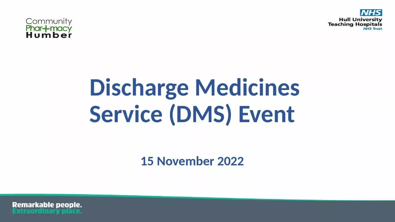 Discharge Medicines Service (DMS) Event
