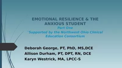 EMOTIONAL RESILIENCE & THE ANXIOUS STUDENT