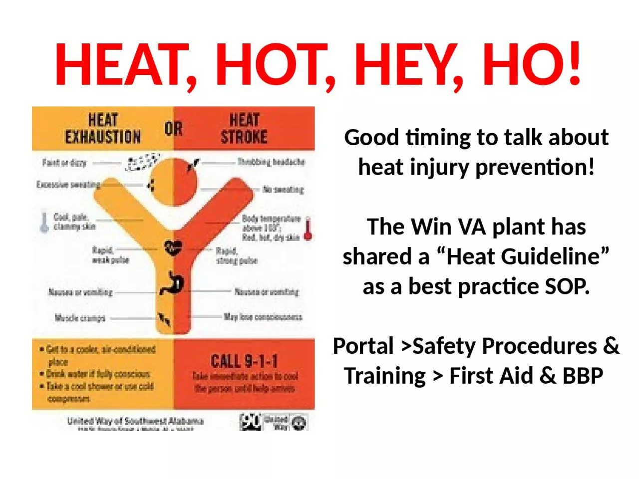 HEAT, HOT, HEY, HO! Good timing to talk about heat injury prevention!