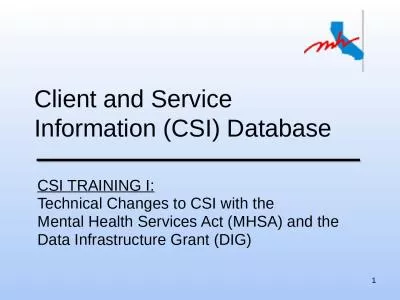1 Client and Service Information (CSI) Database