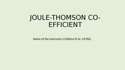 JOULE-THOMSON CO-EFFICIENT