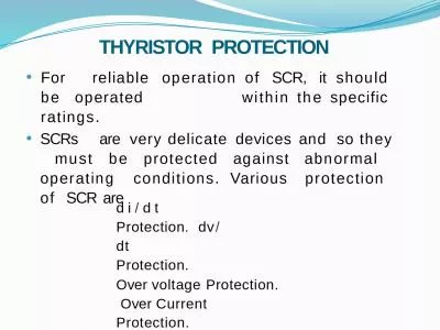 THYRISTOR   PROTECTION For