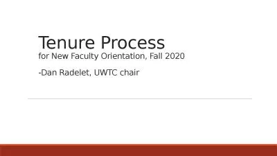 Tenure Process for New Faculty Orientation, Fall 2020