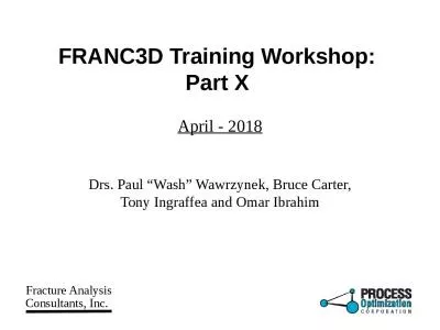 FRANC3D Training Workshop:  Part