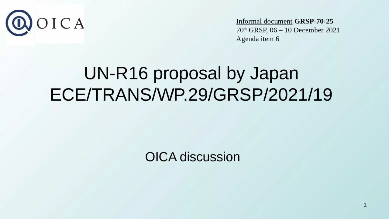 OICA  discussion   UN-R16