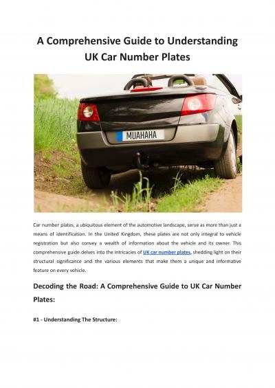 A Comprehensive Guide to Understanding UK Car Number Plates - Car Parts N Accessories