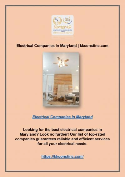 Electrical Companies In Maryland | kkconstinc.com