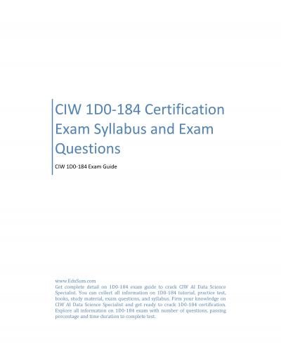 CIW 1D0-184 Certification Exam Syllabus and Exam Questions