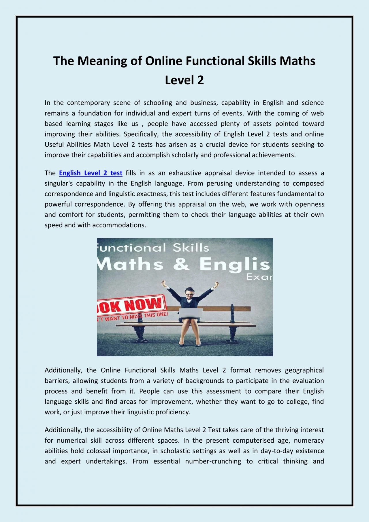 The Meaning of Online Functional Skills Maths Level 2