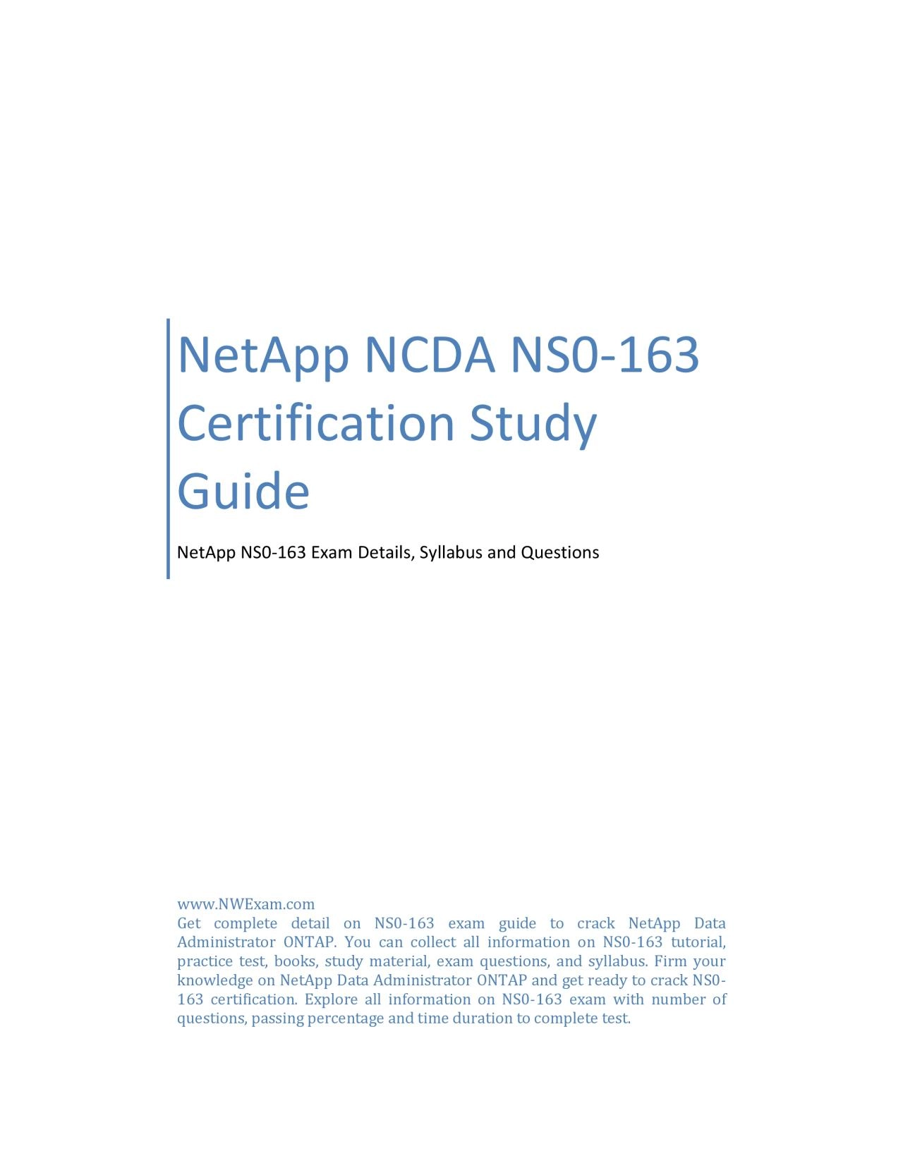 PDF-NetApp NCDA NS0-163 Certification Study Guide