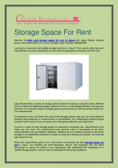 Best Storage Space For Rent in Jaipur