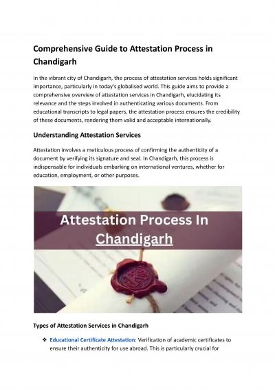 Comprehensive Guide to Attestation Process in Chandigarh
