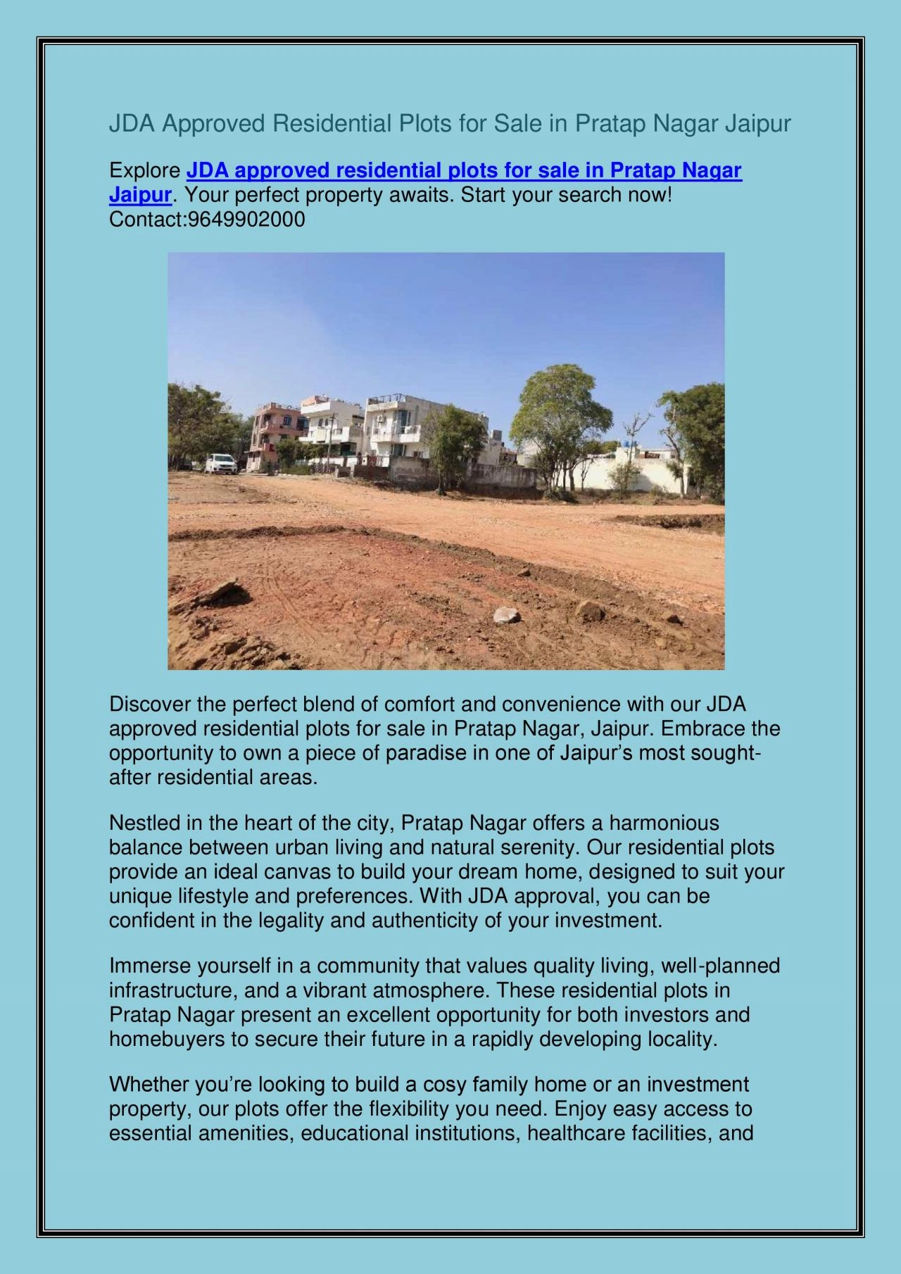 PDF-JDA Approved Residential Plots for Sale in Pratap Nagar Jaipur