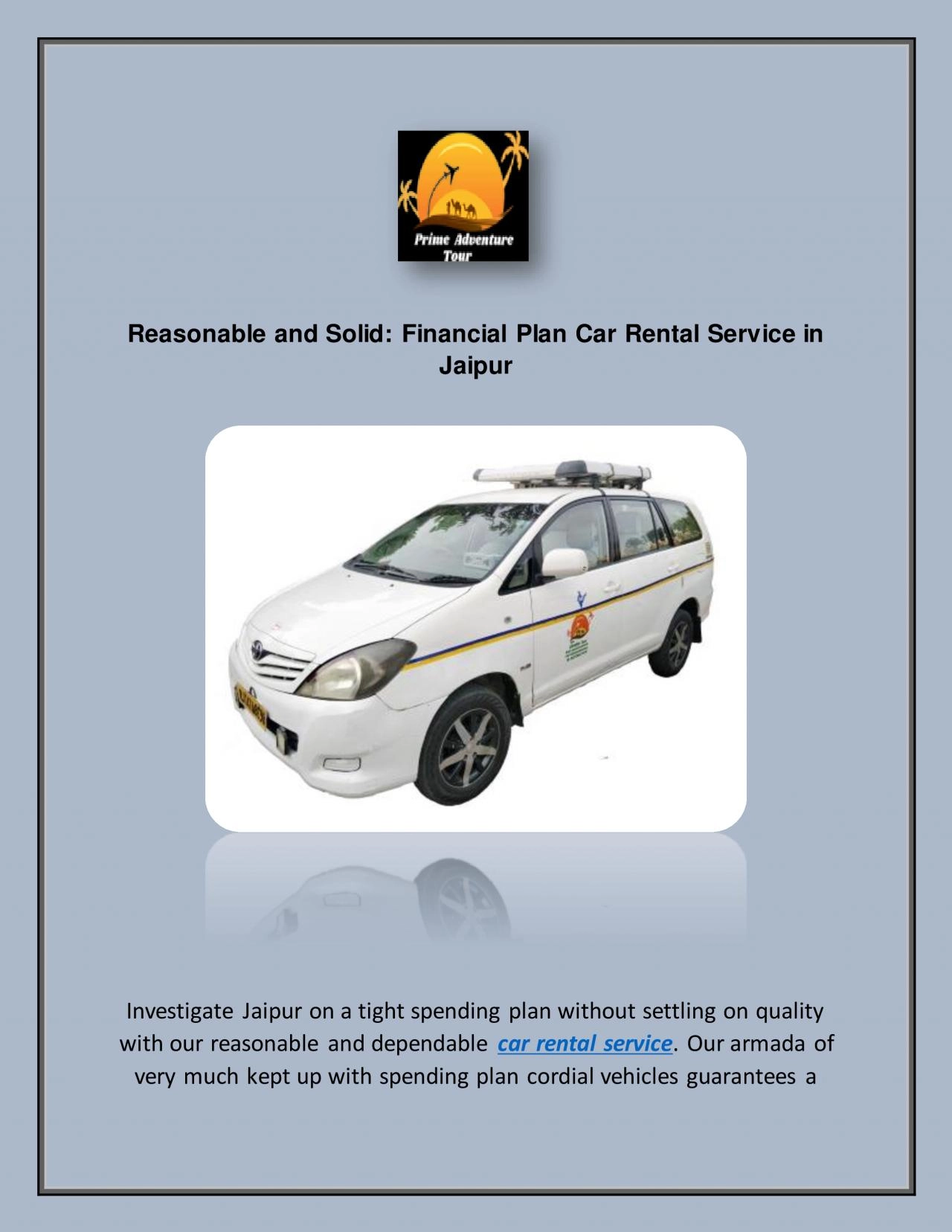 PDF-Reasonable and Solid: Financial Plan Car Rental Service in Jaipur