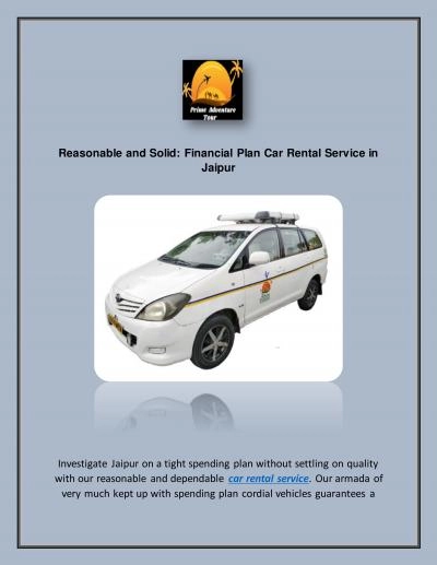 Reasonable and Solid: Financial Plan Car Rental Service in Jaipur