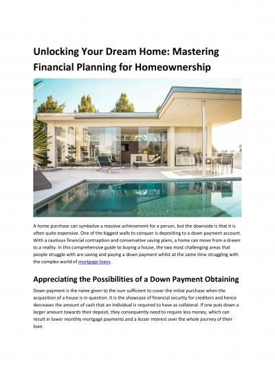 Unlocking Your Dream Home: Mastering Financial Planning for Homeownership