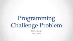 Programming Challenge Problem
