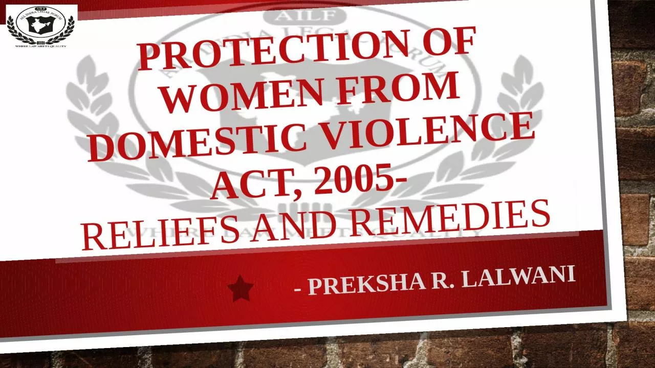Protection of Women from Domestic Violence Act, 2005-