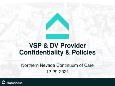VSP & DV Provider Confidentiality & Policies