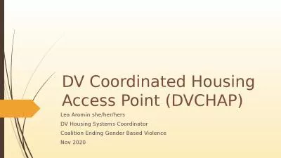 DV Coordinated Housing Access Point (DVCHAP)