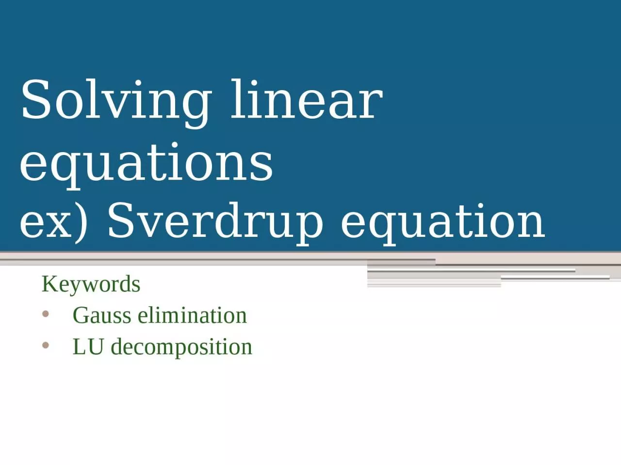Solving linear equations