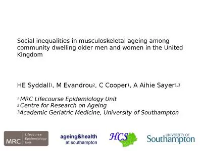 Social inequalities in musculoskeletal ageing among community dwelling older men and women in the U
